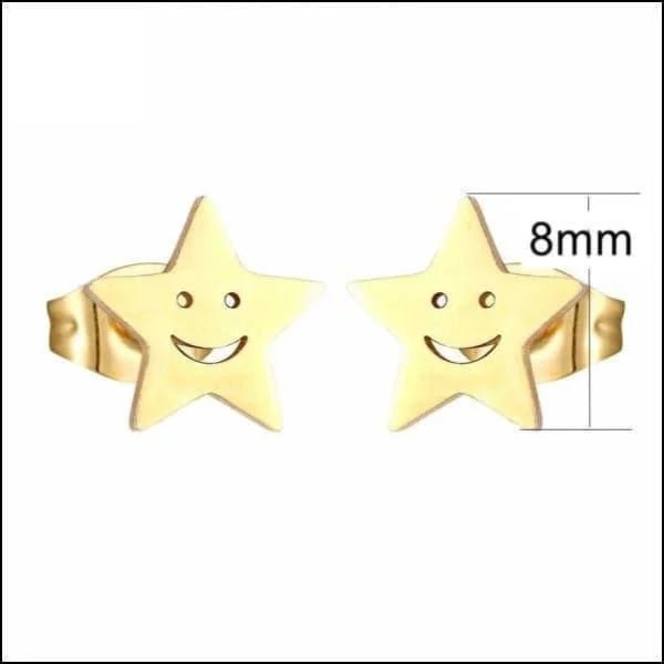 RVS Sterren Oorbellen Diverse Kleuren 6-10mm - Ster Studs Collectie - Goudkleur/open sterren-10mm -
