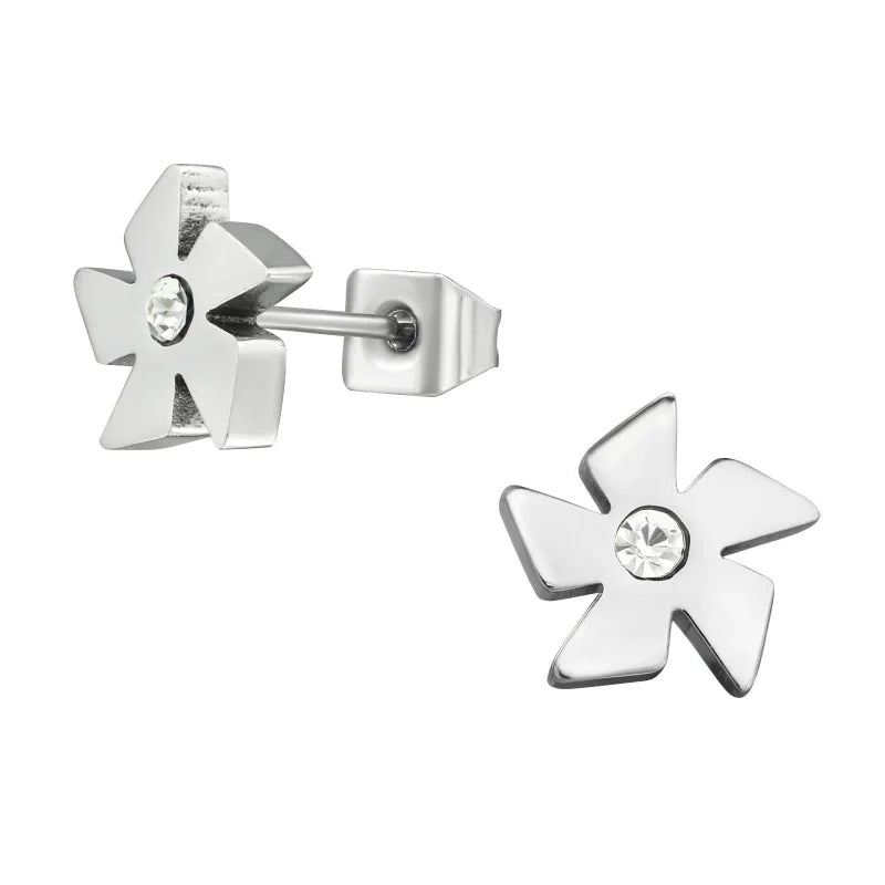 RVS Sterren Oorbellen Diverse Kleuren 6-10mm - Ster Studs Collectie - Zilverkleurig/Kristal-9mm -