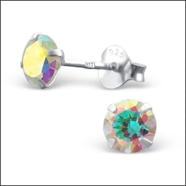 Prachtige Zilveren Zirkonia Oorbellen rond - 5mm / Paars -