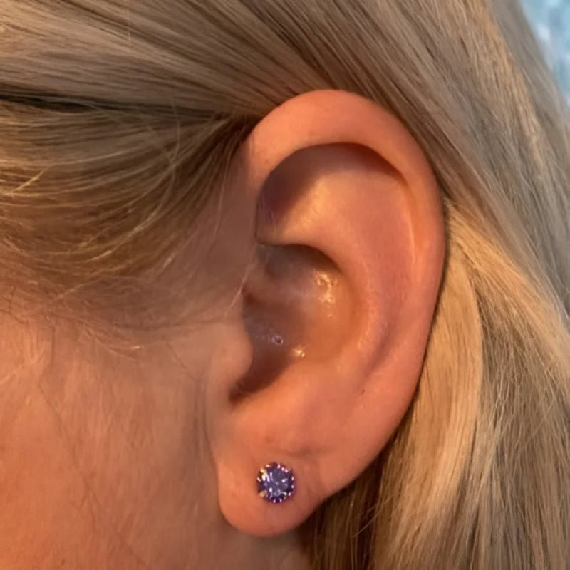 Prachtige Zilveren Zirkonia Oorbellen rond - 5mm / Zwart -