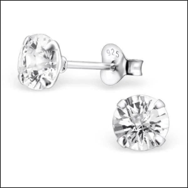 Prachtige Zilveren Zirkonia Oorbellen rond - 6mm / Transparant - Unisex