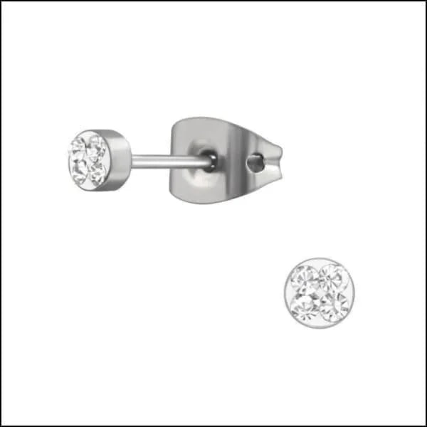 Titanium Oorbellen met Kristallen 3-8mm - Nikkelvrij Hypoallergeen - 3mm / Donker Roze -