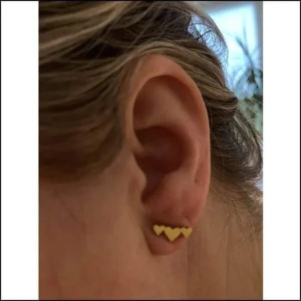 RVS Oorstekers met 3 Hartjes Zilverkleur - Romantische Studs - Multikleurig-9mm -