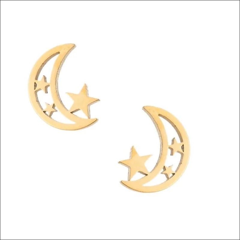 RVS Oorbellen Maan en Ster 10mm - Celestial Oorstekers - Zilverkleur - 10x8mm -