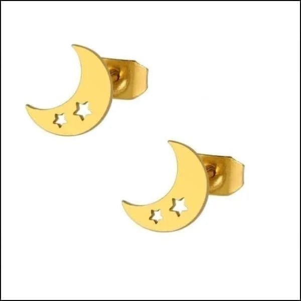 RVS Oorbellen Maan en Ster 10mm - Celestial Oorstekers - Zilverkleur-9mm -