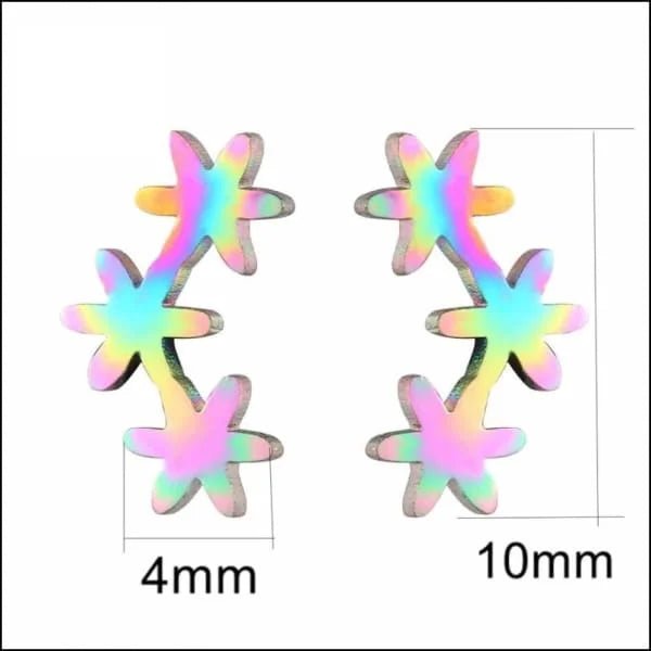 RVS Bloemen Oorbellen Diverse Kleuren - Bloem Oorstekers - Zilverkleurig-10x8mm -