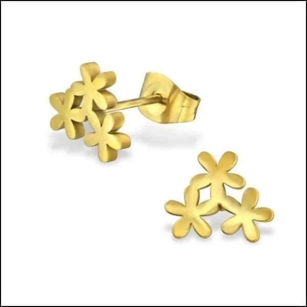 RVS Bloemen Oorbellen Diverse Kleuren - Bloem Oorstekers - Goudkleurig-10x8mm -