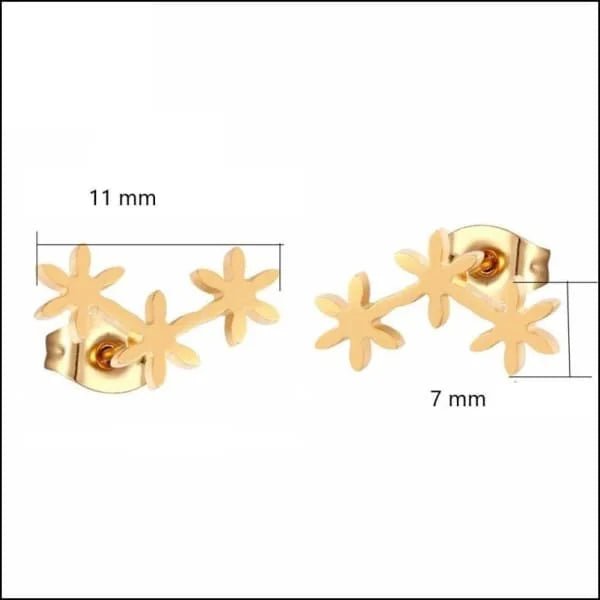 RVS Bloemen Oorbellen Diverse Kleuren - Bloem Oorstekers - Goudkleurig-10x8mm -