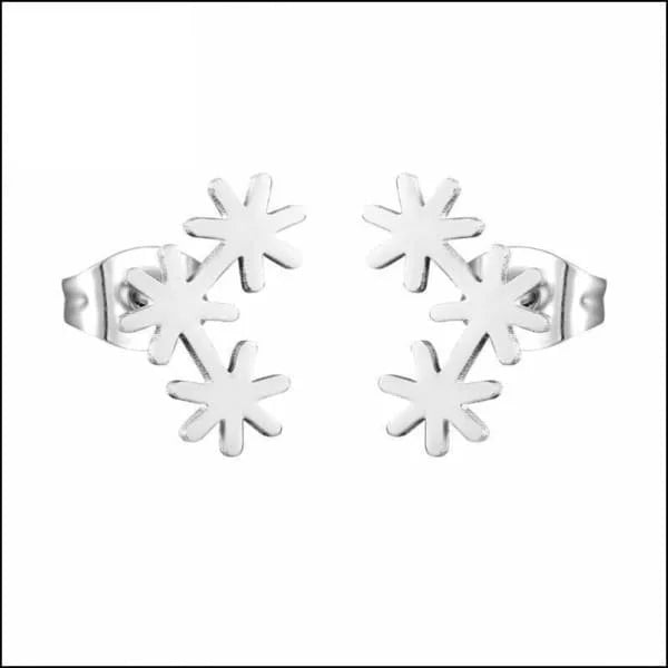 RVS Bloemen Oorbellen Diverse Kleuren - Bloem Oorstekers - Zilverkleurig-4x10mm -