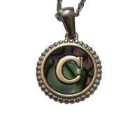 Unieke Stalen Initiaal Ketting met Abalone Schelp - Zilverkleur - 45cm - L - Heren