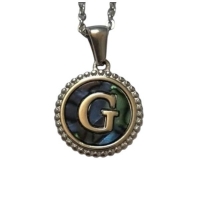 Unieke Stalen Initiaal Ketting met Abalone Schelp - Zilverkleur - 45cm - S - Heren