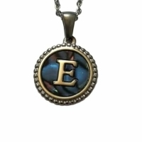 Unieke Stalen Initiaal Ketting met Abalone Schelp - Zilverkleur - 45cm - S - Heren