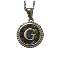 Unieke Stalen Initiaal Ketting met Abalone Schelp - Zilverkleur - 45cm - Z - Heren