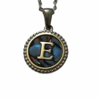 Unieke Stalen Initiaal Ketting met Abalone Schelp - Zilverkleur - 45cm - Z - Heren