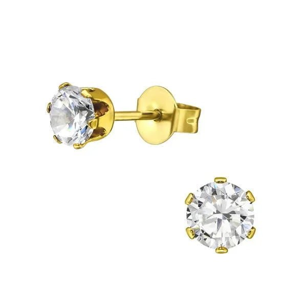 RVS Zirkonia Oorbellen Rond 3-8mm - Diverse Kleuren Oorstekers - Ros&Atilde;&copy;kleurig / 5mm / Tr