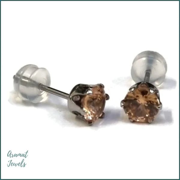 RVS Zirkonia Oorbellen Rond 3-8mm - Diverse Kleuren Oorstekers - Goudkleur / 5mm / Transparant -