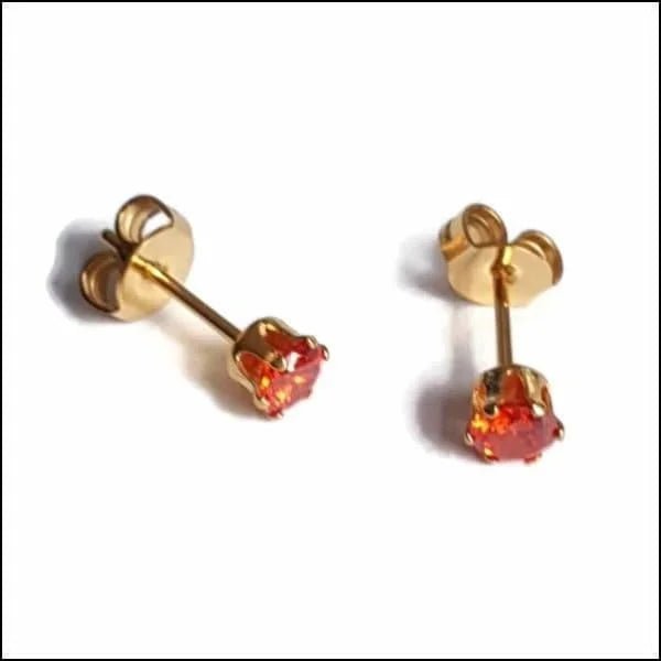RVS Zirkonia Oorbellen Rond 3-8mm - Diverse Kleuren Oorstekers - Goudkleur / 4mm / Rood -