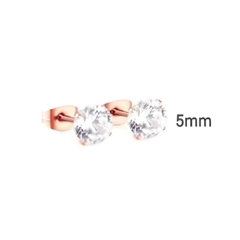RVS Zirkonia Oorbellen Rond 3-8mm - Diverse Kleuren Oorstekers - Goudkleur / 4mm / Rood -