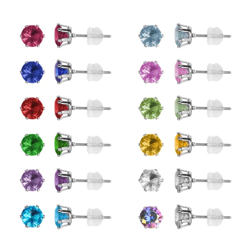 RVS Zirkonia Oorbellen Rond 3-8mm - Diverse Kleuren Oorstekers - Zilverkleur / 6mm / Rood -