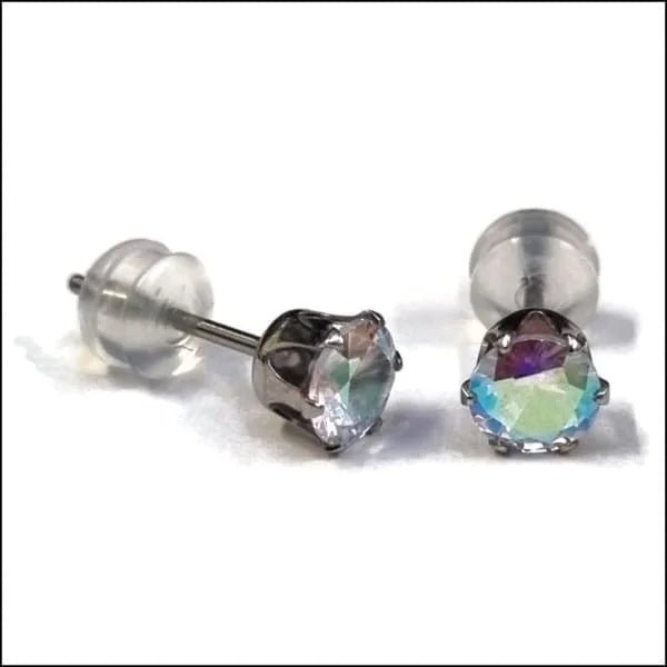 RVS Zirkonia Oorbellen Rond 3-8mm - Diverse Kleuren Oorstekers - Goudkleur / 7mm / Roze -