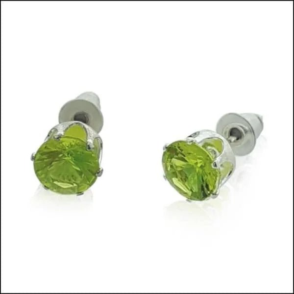 RVS Zirkonia Oorbellen Rond 3-8mm - Diverse Kleuren Oorstekers - Zilverkleur / 7mm / Licht Groen -