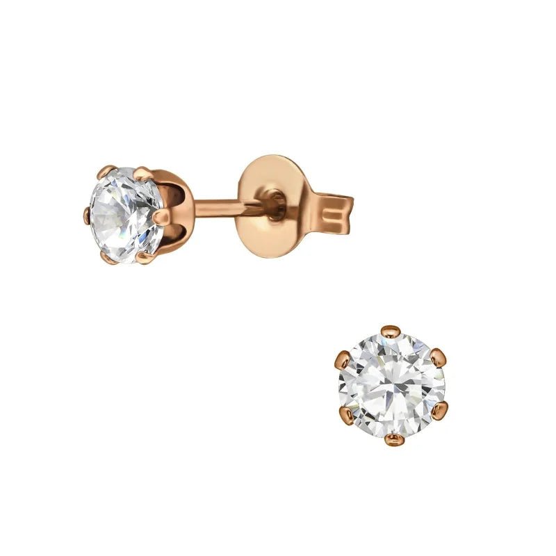 RVS Zirkonia Oorbellen Rond 3-8mm - Diverse Kleuren Oorstekers - Ros&Atilde;&copy;kleurig / 4mm / Tr