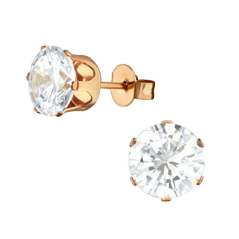 RVS Zirkonia Oorbellen Rond 3-8mm - Diverse Kleuren Oorstekers - Ros&Atilde;&copy;kleurig / 8mm / Tr