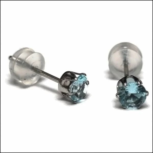 RVS Zirkonia Oorbellen Rond 3-8mm - Diverse Kleuren Oorstekers - Zilverkleur / 4mm / Licht Blauw -