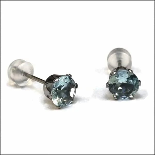RVS Zirkonia Oorbellen Rond 3-8mm - Diverse Kleuren Oorstekers - Zilverkleur / 6mm / Licht Blauw -