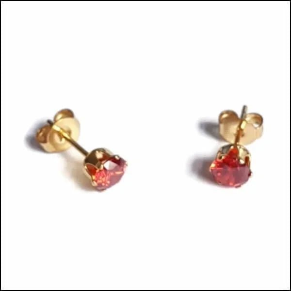 RVS Zirkonia Oorbellen Rond 3-8mm - Diverse Kleuren Oorstekers - Goudkleur / 5mm / Rood -
