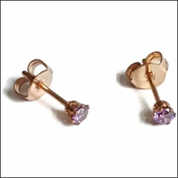 RVS Zirkonia Oorbellen Rond 3-8mm - Diverse Kleuren Oorstekers - Ros&Atilde;&copy;kleurig / 3mm / Pa