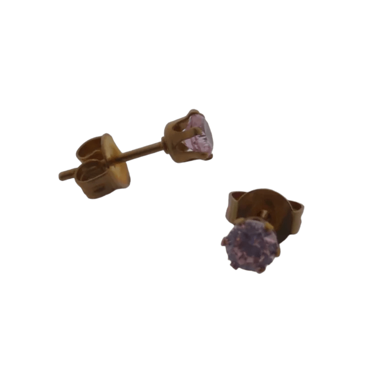 RVS Zirkonia Oorbellen Rond 3-8mm - Diverse Kleuren Oorstekers - Ros&Atilde;&copy;kleurig / 4mm / Pa