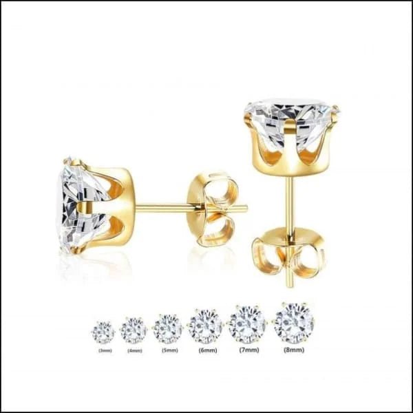 RVS Zirkonia Oorbellen Rond 3-8mm - Diverse Kleuren Oorstekers - Ros&Atilde;&copy;kleurig / 3mm / Ro