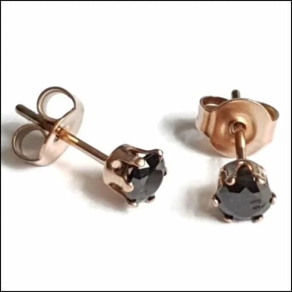 RVS Zirkonia Oorbellen Rond 3-8mm - Diverse Kleuren Oorstekers - Ros&Atilde;&copy;kleurig / 4mm / Zw