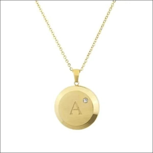 Goudkleurige Initiaal Ketting met Zirkonia Steentje - 45cm - B - Unisex