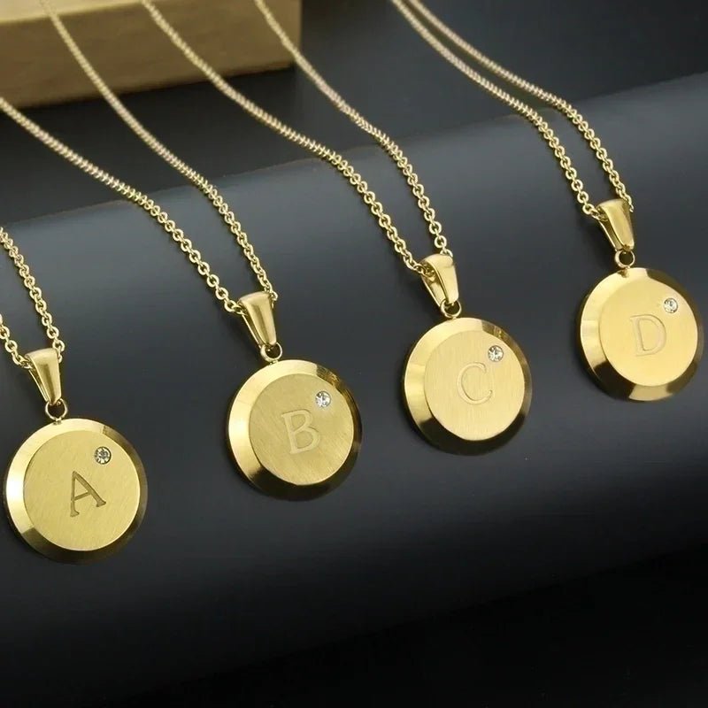 Goudkleurige Initiaal Ketting met Zirkonia Steentje - 45cm - F - Unisex