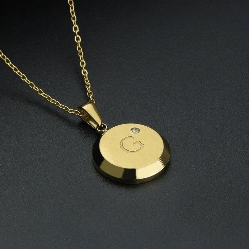 Goudkleurige Initiaal Ketting met Zirkonia Steentje - 45cm - G - Unisex