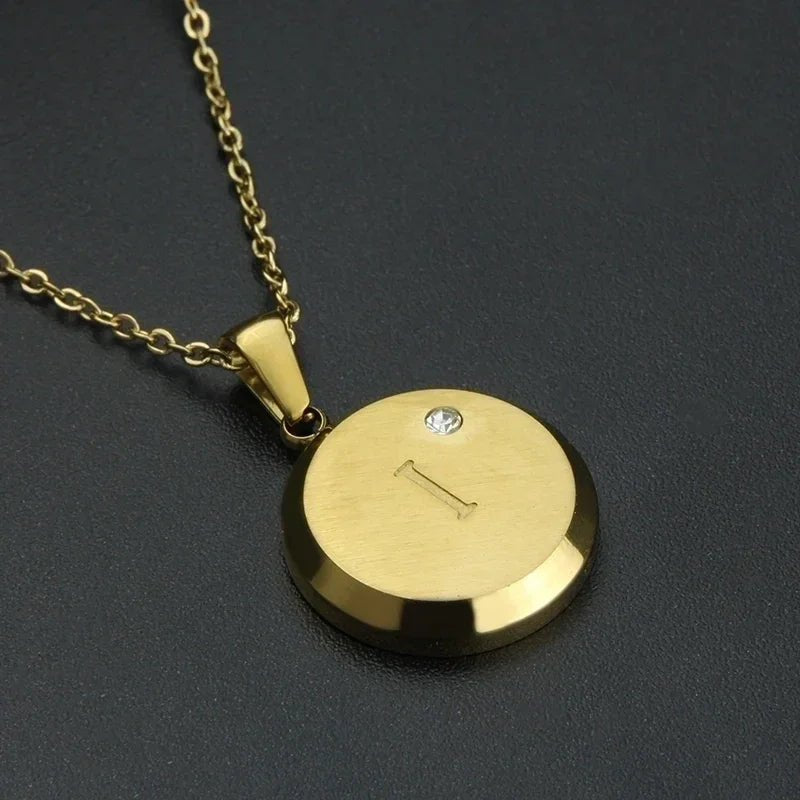 Goudkleurige Initiaal Ketting met Zirkonia Steentje - 45cm - I - Unisex