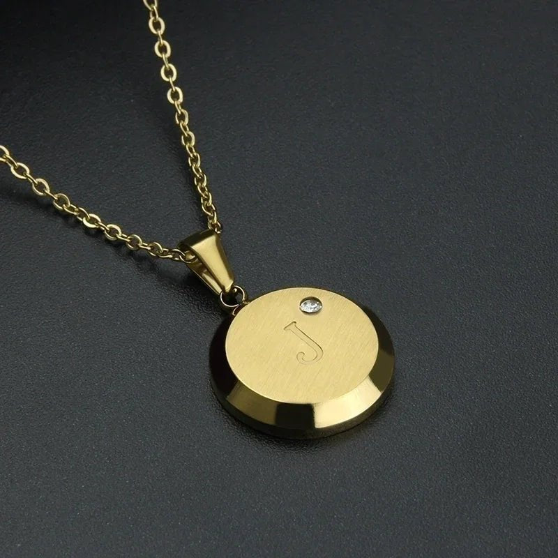 Goudkleurige Initiaal Ketting met Zirkonia Steentje - 45cm - J - Unisex