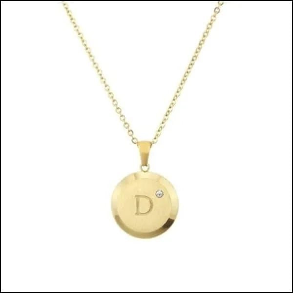 Goudkleurige Initiaal Ketting met Zirkonia Steentje - 45cm - K - Unisex
