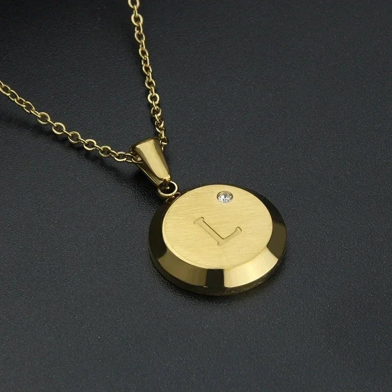 Goudkleurige Initiaal Ketting met Zirkonia Steentje - 45cm - L - Unisex