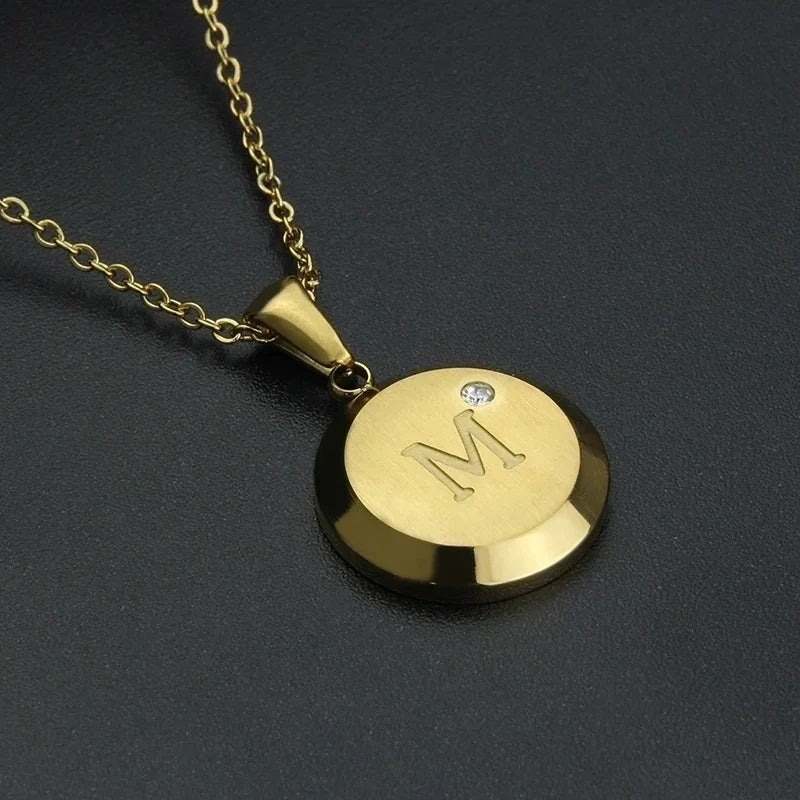 Goudkleurige Initiaal Ketting met Zirkonia Steentje - 45cm - M - Unisex