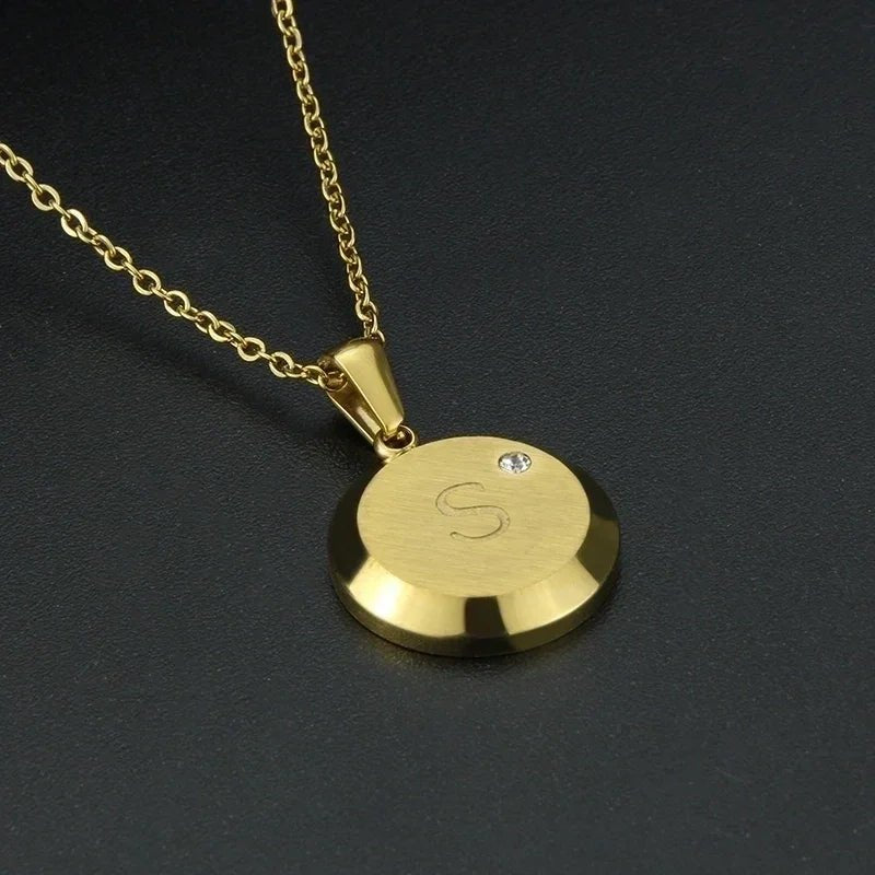 Goudkleurige Initiaal Ketting met Zirkonia Steentje - 45cm - S - Unisex