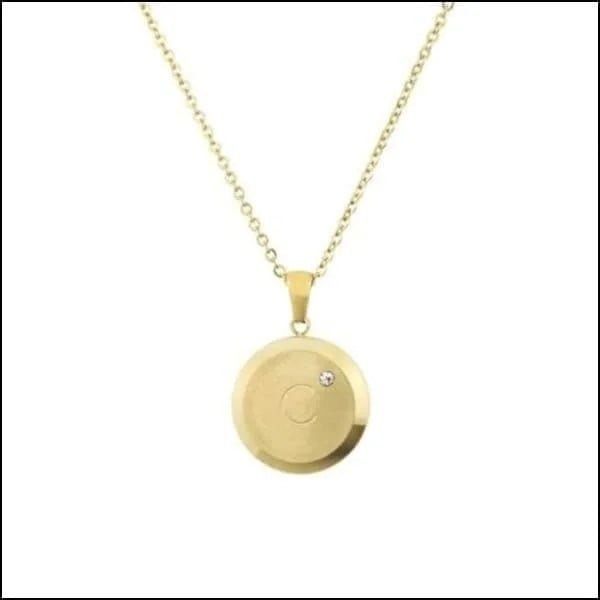 Goudkleurige Initiaal Ketting met Zirkonia Steentje - 45cm - S - Unisex