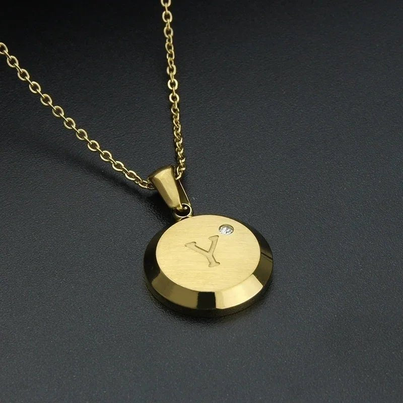 Goudkleurige Initiaal Ketting met Zirkonia Steentje - 45cm - Y - Unisex