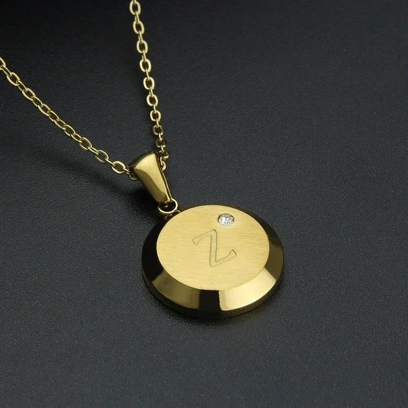 Goudkleurige Initiaal Ketting met Zirkonia Steentje - 45cm - Z - Unisex