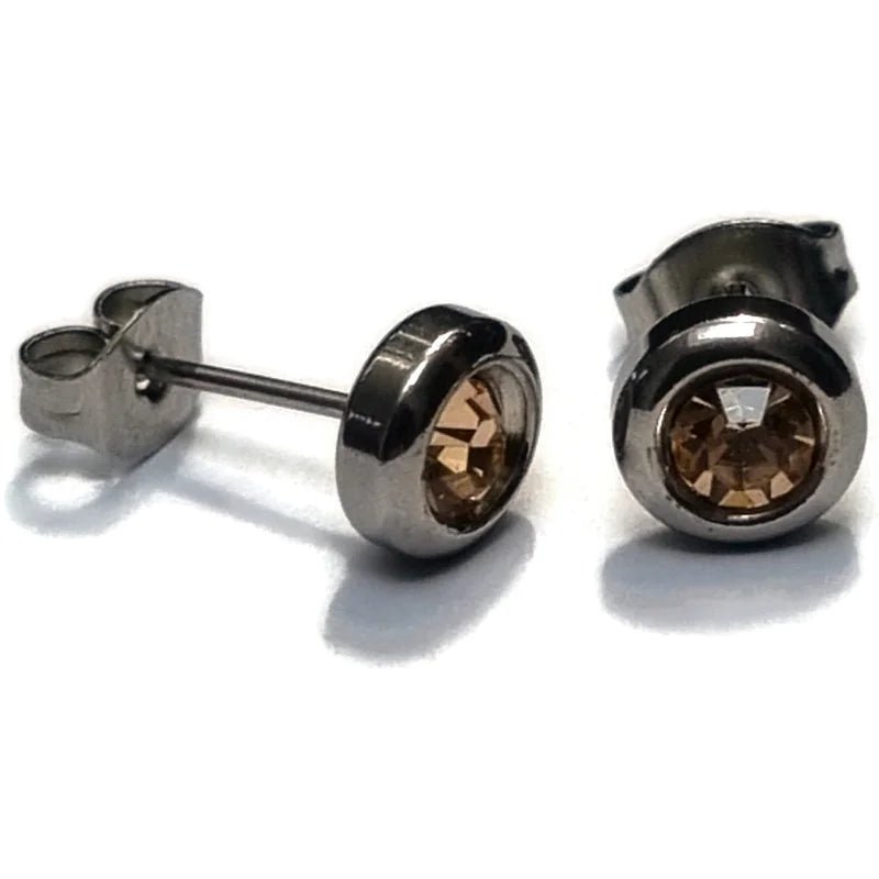 RVS Ronde Oorbellen met Zirkonia  - Diverse Kleuren Studs - Zilverkleur / Transparant / 6mm -