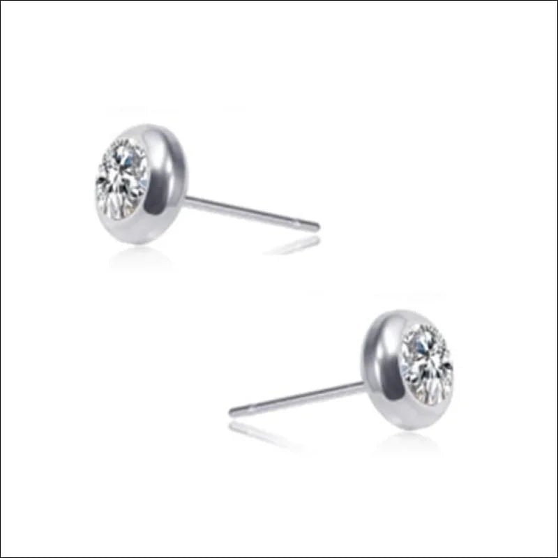 RVS Ronde Oorbellen met Zirkonia  - Diverse Kleuren Studs - Zilverkleur / Roze / 4mm -