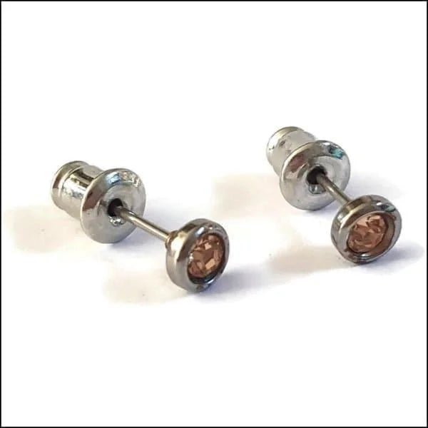 RVS Ronde Oorbellen met Zirkonia  - Diverse Kleuren Studs - Zilverkleur / Roze / 4mm -