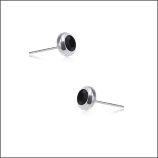 RVS Ronde Oorbellen met Zirkonia  - Diverse Kleuren Studs - Zilverkleur / Zwart / 4mm -